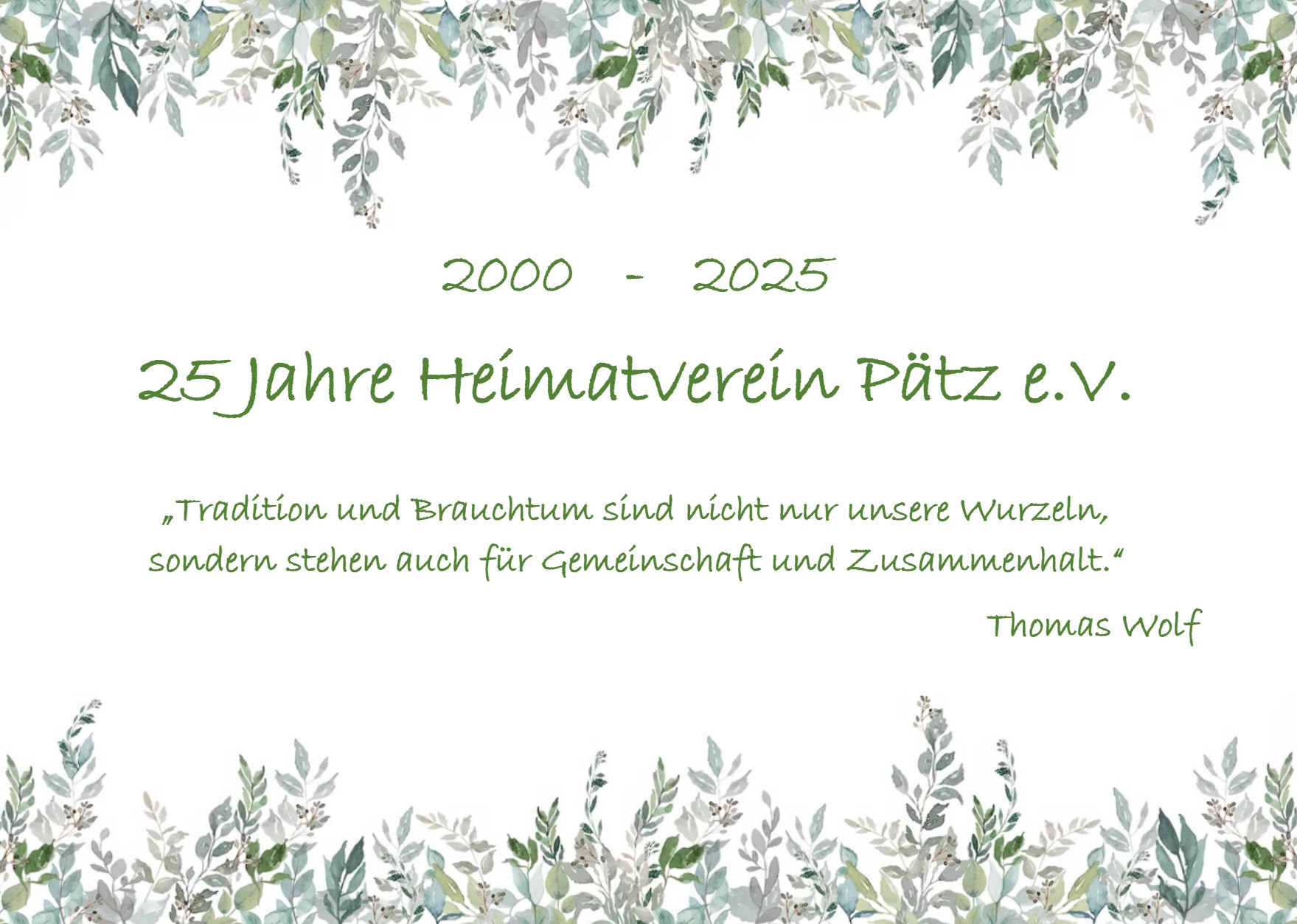 25 Jahre Heimatverein Pätz e.V. 25 Jahre Heimatverein Pätz e.V.